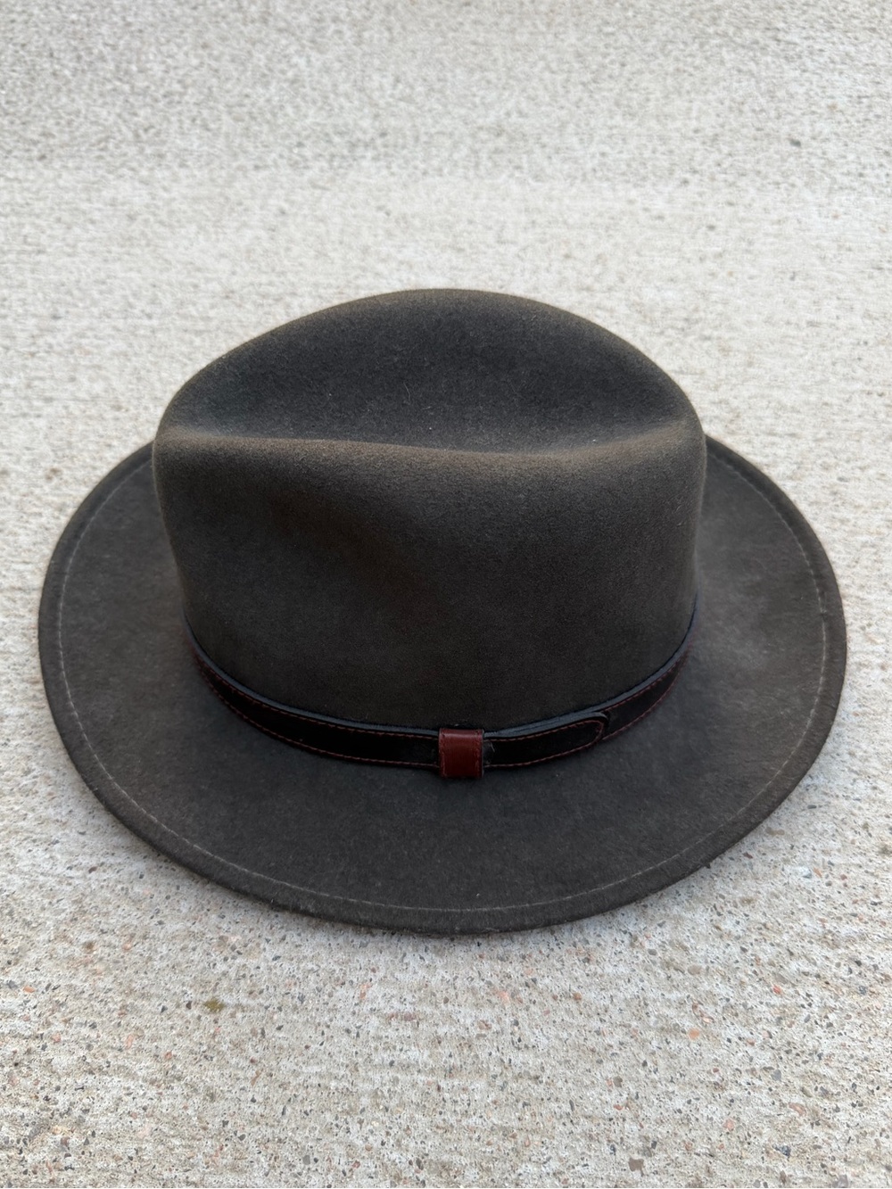 Vintage Dorfman Pacific Wool Felt Outback Hat Made in USA Brown Fedora Small EUC